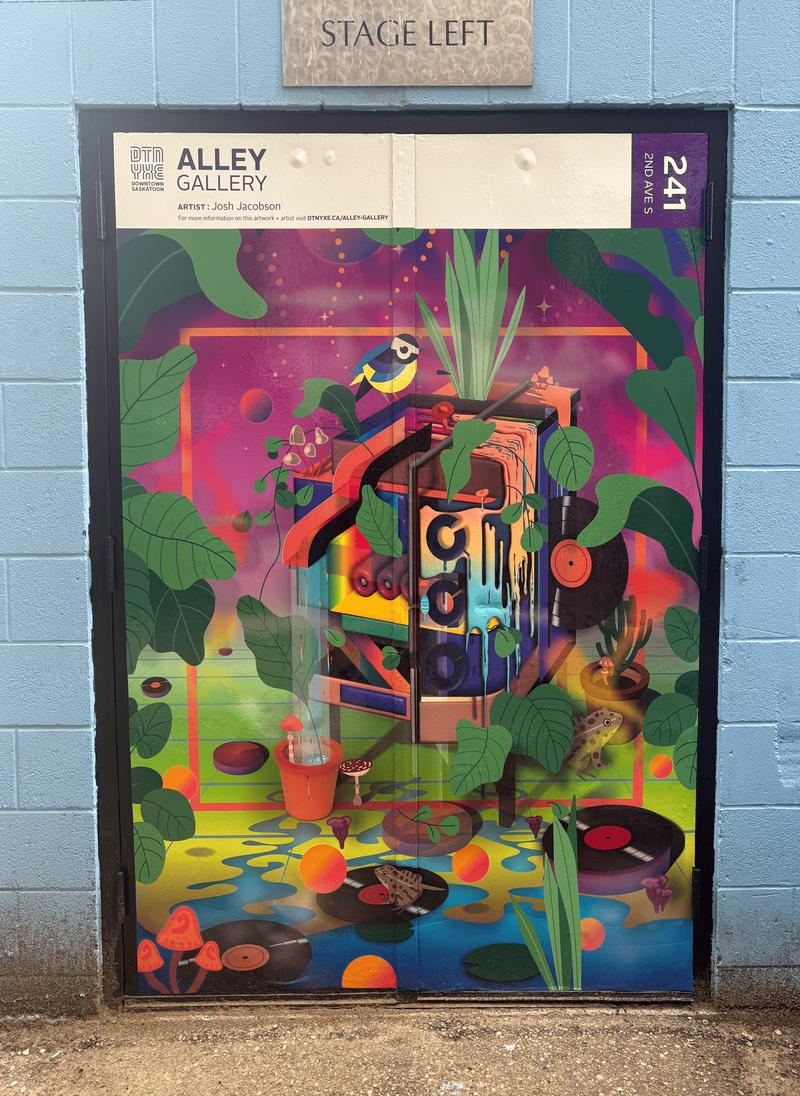 Detail of vinyl artwork on brick substrate