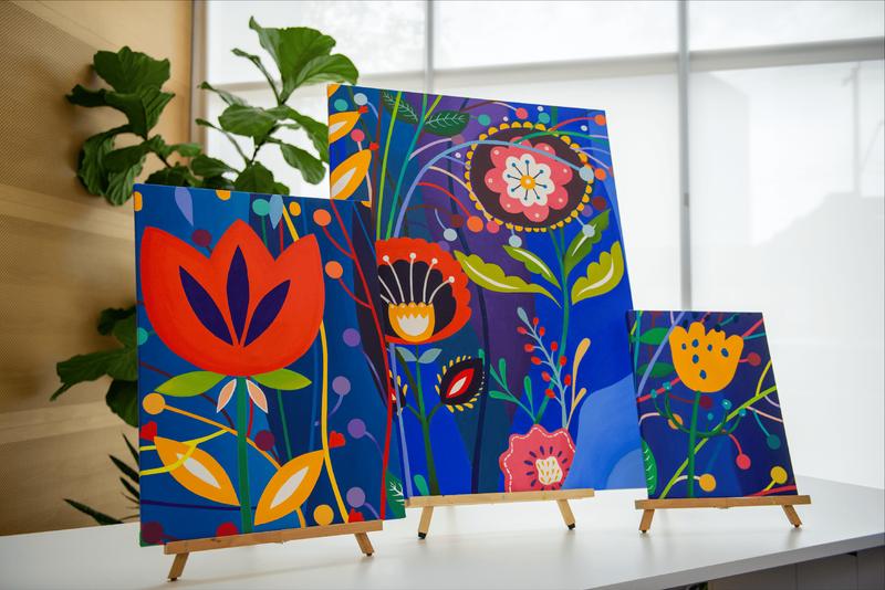 Context view of the mural on the corporate building