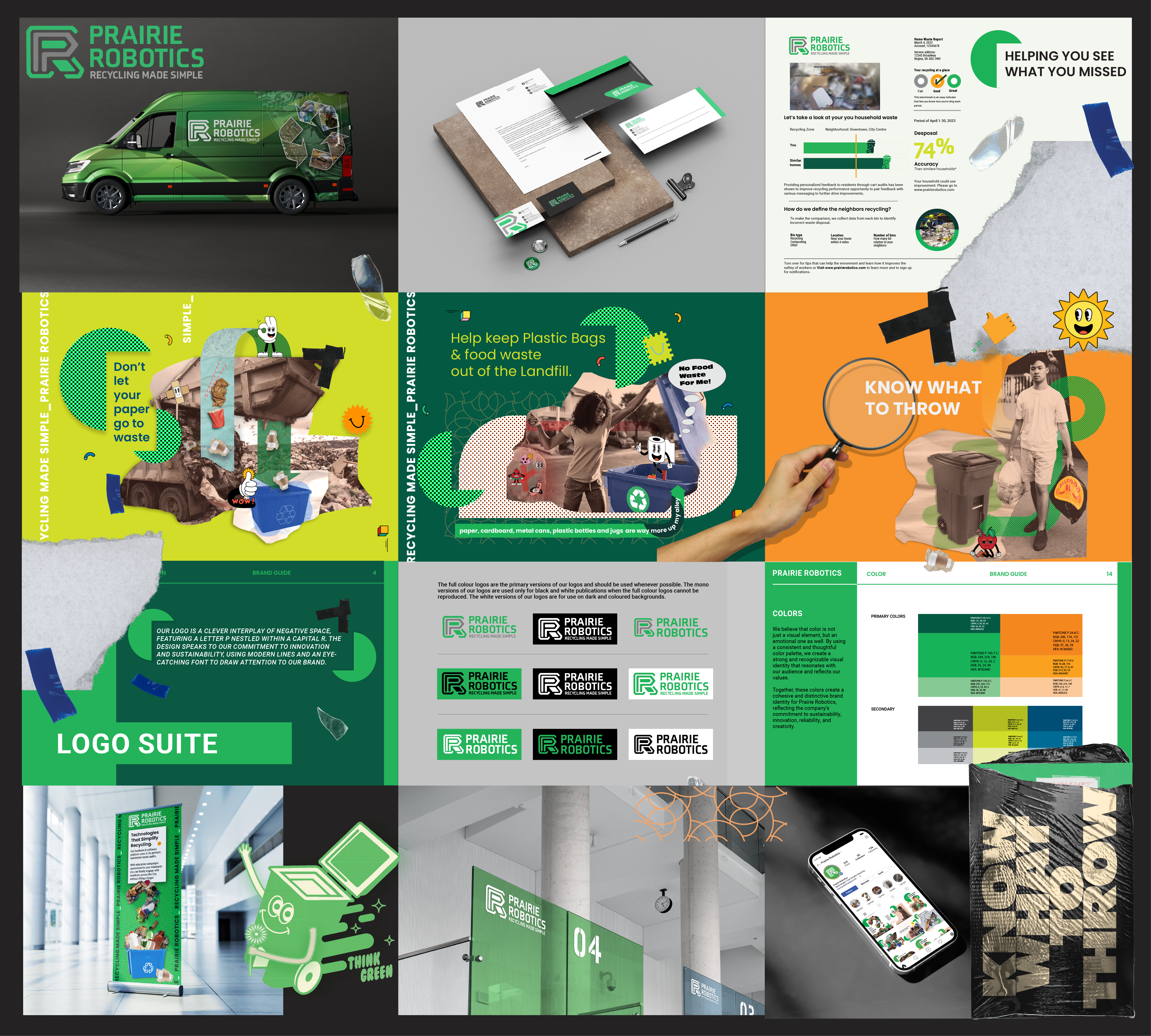 Prairie Robotics brand identity featuring clean, modern typography and visual elements inspired by technology and sustainability.