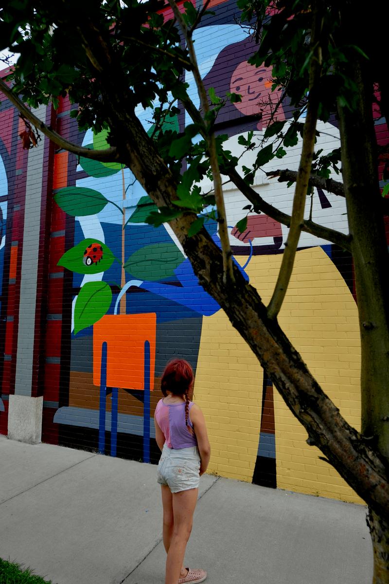 Close-up of plant and wildlife elements integrated into the design.