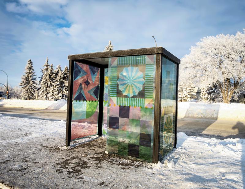 Close-up of geometric vinyl pattern