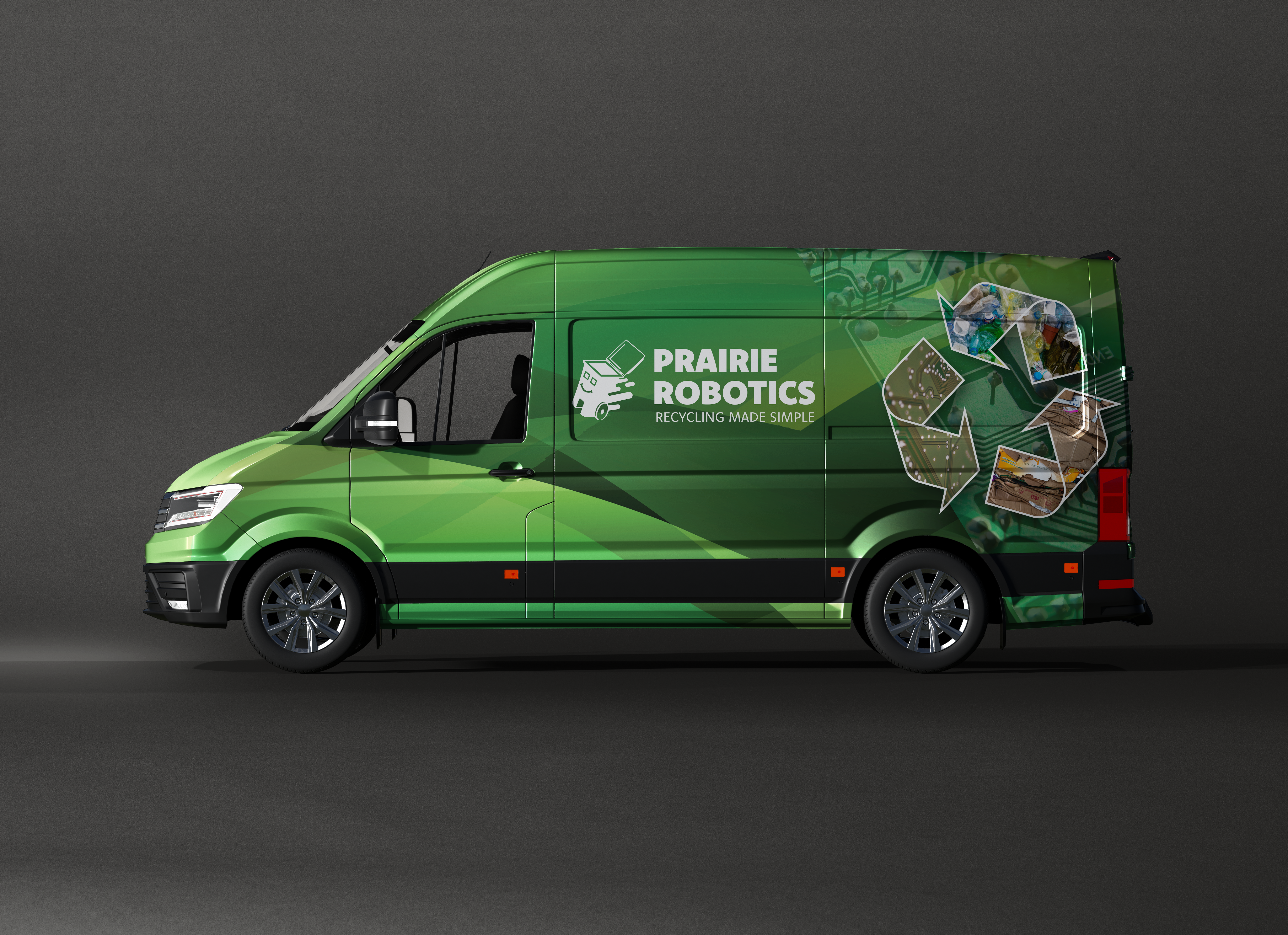 Mockup of a vehicle featuring custom environmental graphics and branding.