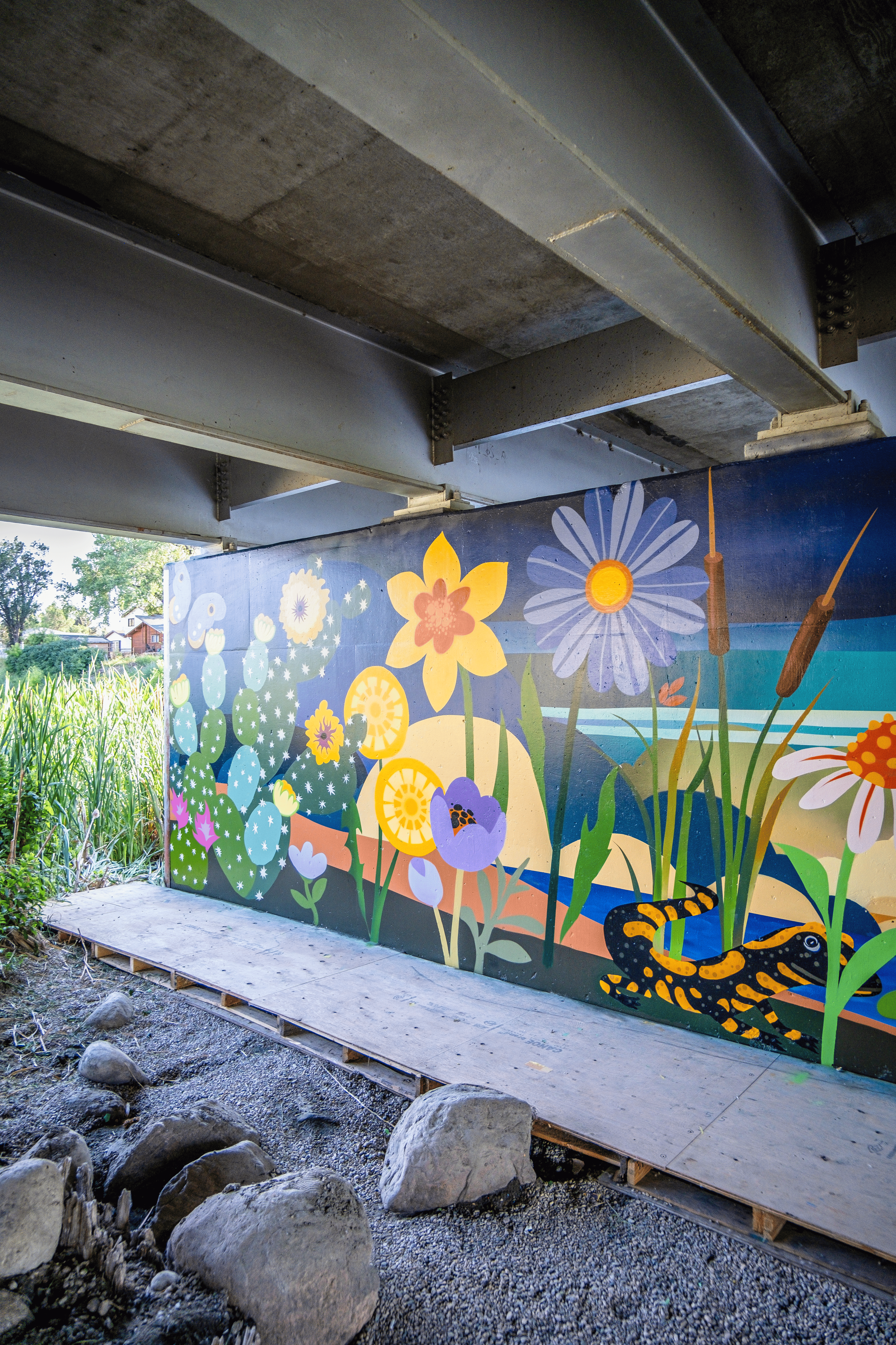 Angled view of the AGSC mural